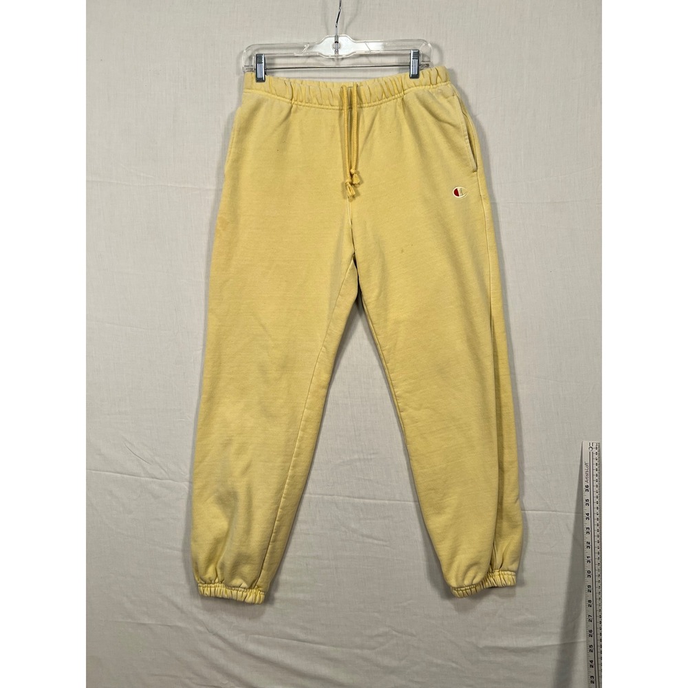 Champion Reverse Weave Yellow Sweatpants Joggers Mens Medium Pastel 3538